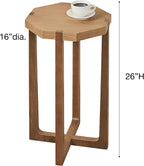 Huxley Octagonal End Table with Weathered Oak Top and Dark Walnut Crossing Legs | 16 inch Diameter x 26 inch high | Wooden Side Table for Living Room, Bedroom, or Office | Modern | Geometric