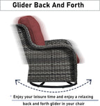 Patio Furniture Set with Swivel Chairs, 5 Pieces Outdoor Wicker Furniture Set with Patio Swivel Rocker Chairs for Patio, Yard, Deck, Porch, Poolside