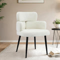 Modern Upholstered Dining Chair, Accent Chair with Soft Fabric, Black Metal Legs, Reading Chair for Living Room, Vanity Chair for Makeup Room, Bedroom, Beige