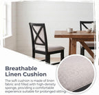 chairus Farmhouse Dining Chairs Set of 4, Upholstered Armless Dining Room Chairs with Stuffed Back and Cushion Wooden Kitchen Chairs for Dining Table/Restaurant/Reception, Linen Grey/Black Leg