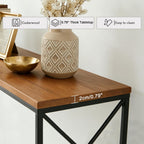 DDK 40" Narrow Console Table, Thin Sofa Side Entryway Table with X-Shaped Metal Frame, Rustic Wood Entry Way Display Table for Hallway, Living Room, Small Spaces