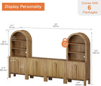 WAMPAT 6 in 1 Large 71" Tall Arched Cabinet with Doors, Modern Farmhouse Kitchen Pantry Cabinet for Kitchen, Living Room, Walnut