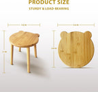 9.8 in Small Wooden Stool, Non-Slip Small Round Stool, Portable and Sturdy, Suitable for Footstools in Bedroom, Bathroom, Kitchen (L)
