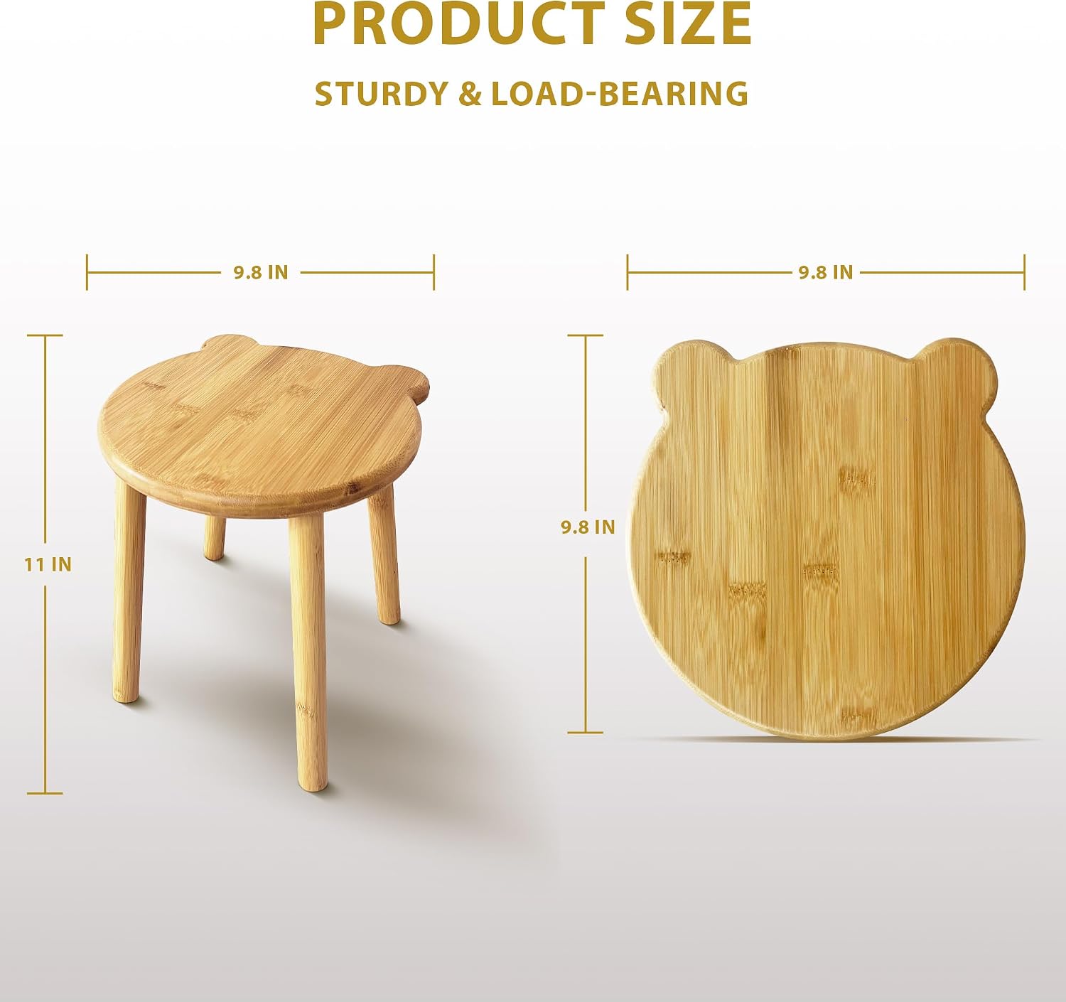 9.8 in Small Wooden Stool, Non-Slip Small Round Stool, Portable and Sturdy, Suitable for Footstools in Bedroom, Bathroom, Kitchen (L)