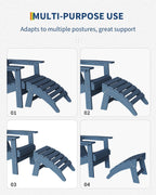 Garvee Folding Adirondack Ottoman, HDPE Outdoor Footrest for Adirondack Chair, All-Weather Resistant for Deck Backyard Patio Outside Poolside Porch Lawn - Navy Blue