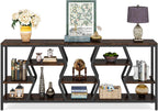 Tribesigns 70.9" Sofa Console Table with Storage Shelves (Rustic Brown) | 4 Tier Industrial Extra-Long Narrow Entryway Accent Tables for Hallway, Living Room, Foyer