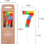 PHD CAKE Number 7 Building Block Birthday Cake Candle, Numeral Birthday Candles