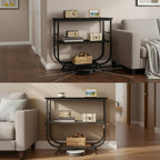 HOOBRO 3 Tier Small Console Table, 31.5" Entryway Table with Storage Shelf, Narrow Sofa Table, Behind Couch Table, Hallway Table with S-Hooks, for Living Room, Black BB63XG01