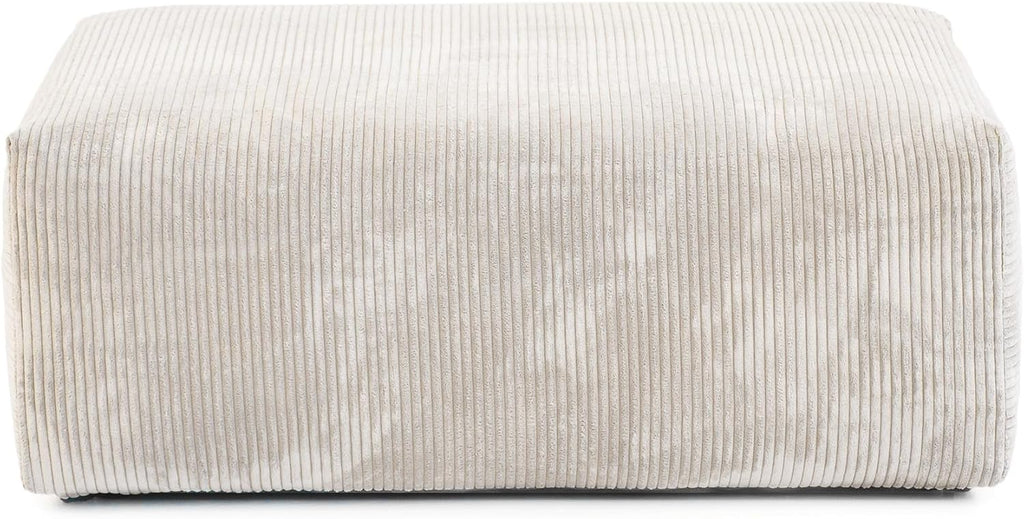 JACH 39.37" Oversized Ottoman Seater for Living Room, Deep Seat Extra Sofa Seater, Minimalist Chaise Ottoman, Modern Corduroy Ottomans for Living Room, Apartment, Beige ﻿