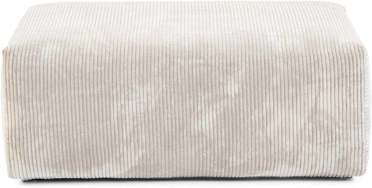 JACH 39.37" Oversized Ottoman Seater for Living Room, Deep Seat Extra Sofa Seater, Minimalist Chaise Ottoman, Modern Corduroy Ottomans for Living Room, Apartment, Beige ﻿