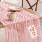 Pureegg 2-Pack Cheesecloth Table Runner, 120'' Easter Spring Boho Gauze Table Cloth Decorations for Party, Baby Shower, Wedding and Farmhouse, Fabric Room Decor, Dusty Pink