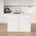 homary Kitchen Island with Storage & Wine Rack, 50" Modern White Kitchen Cabinet with Wood Top, Large Fixed Island with 3 Drawers & 6 Adjustable Shelves