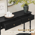 ARTPOWER Console Table for Entryway with 2 Drawers, 10 mins Assembly, Black | Solid Wood Veneer Entry Table, Behind Couch Sofa Table with Open Storage Shelf for Living Room, Foyer, Hallway