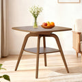 29.5" Square Dining Table for Small Spaces-Solid Wood Frame with Scratch-Resistant Veneer Top, Modern Compact Dinner Table with Storage Shelf for Kitchen, Apartment (Natural)