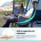 Overmont 2 Pack Camping Chair with Canopy, Oversized 330lbs Heavy Duty Folding Beach Chair with 3L Cooler Bag, High Back Support & 2.5" Padded Headrest for Sports, Fishing, Pool