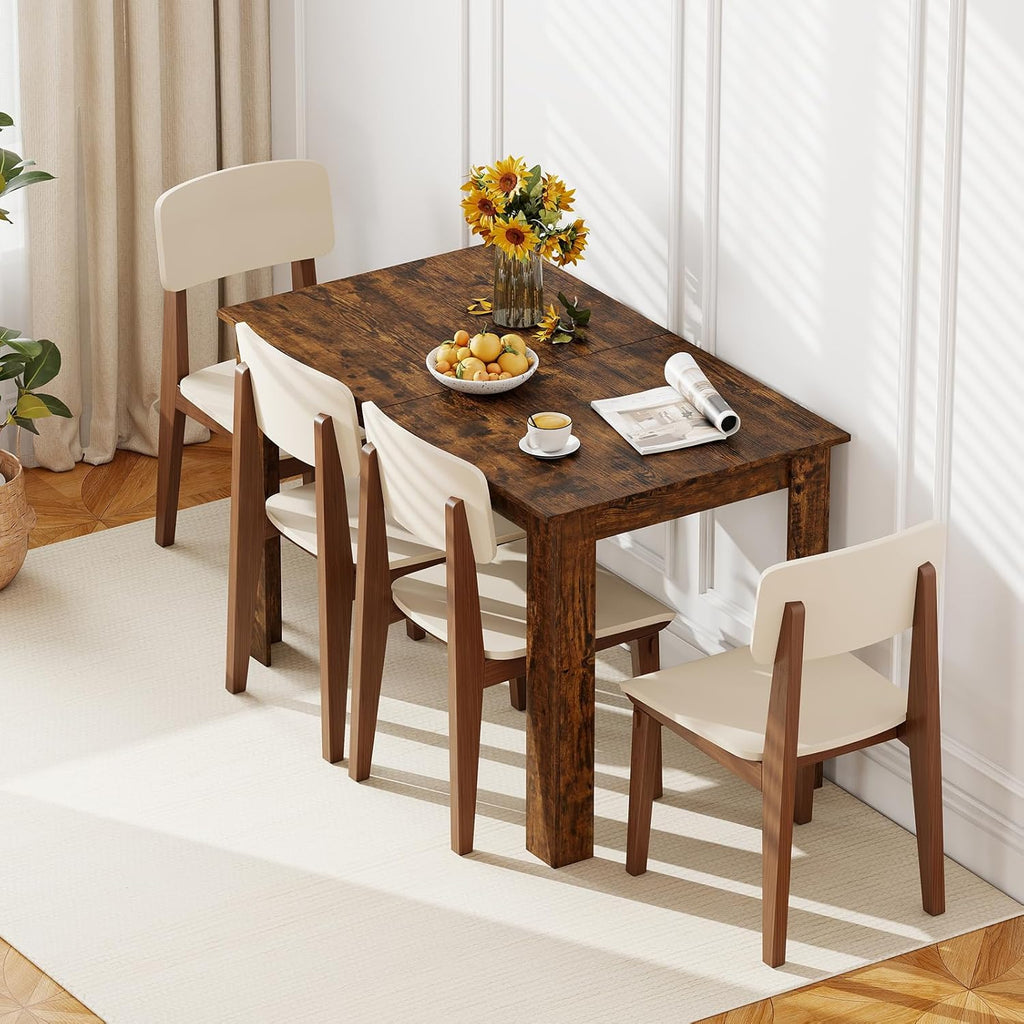 Giantex Extendable Dining Table for 4/6/8, 47"-62" Farmhouse Kitchen Table, Space-Saving Transformer Table for Dinette, Home Office, Living Room, Small Space (Rustic Brown)