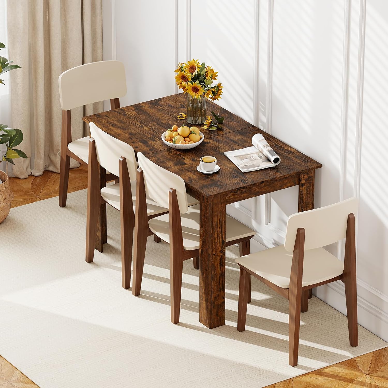 Giantex Extendable Dining Table for 4/6/8, 47"-62" Farmhouse Kitchen Table, Space-Saving Transformer Table for Dinette, Home Office, Living Room, Small Space (Rustic Brown)