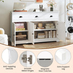 COSTWAY Sideboard Buffet Cabinet with Storage, Modern Coffee Bar Station with Drawers, Doors and Adjustable Shelves, Wooden Kitchen Storage Cabinet for Room (White)