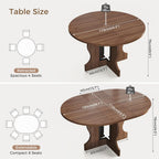 Mondeer Extendable Round Dining Table for 4-6, 43.3"-59" Oval Dining Table with Heavy Duty Wood Base and Hidden Extension Storage Space Saving, for Kitchen Living Room (Walnut)