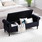 67'' End of Bed Storage Bench King Size, Storage Bench for Bedroom End of Bed, Upholstered Velvet Tufted Storage Ottoman Benches with Arms for Living Room, Entryway, Black