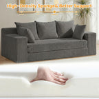 Oversized Loveseat, 3 Seater Pull Out Convertible Sofa Bed, 70" Gray Couch Fold Out Floor Couch Sleeper Sofa with 5 Pillows for Living Room Bedroom Lounge Small Space