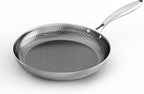 COOKING KING 8-Inch Stainless Steel Pan, Hybrid Nonstick Frying Pan, Skillet, 3-Ply Clad Cookware, Even Heat Distribution, Dishwasher & Oven Safe, with Stay-Cool Handle, Induction Compatible