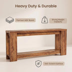 70.9" Rustic Farmhouse Console Sofa Table - Heavy Duty MDF Entryway Table with 2-Tier Storage, Narrow Long Table for Behind Couch, Brown
