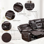 EBELLO Faux Leather Reclining Sectional Sofa Set for Living Room, 1 Recliner Chair and L-Shaped Corner Manual Recliner Sofa Home Furniture Set with Center Console, Cup Holders and Storage, Dark Brown
