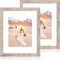 11x14 Picture Frame Set of 2 with Tempered Glass, Smoke Gray Frame Display 8x10 Picture with Mat or 11 x 14 Without Mat, Wooden Photo Frame for Horizontal or Vertical Wall Mount