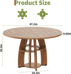Jojoka 47 Inch Round Dining Table for 4-6 People, Wooden Kitchen Table with Sturdy Pedestal Base, Small Dining Table, Round Table for Dining Room & Living Room, Easy Assembly – Walnut Brown