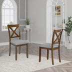Ball & Cast Wood Frame Dining Chairs Set of 4, Modern Linen Upholstered Kitchen-Chairs with Padded Seat, 330lb Heavy Duty X-Backrest Side Chair for Dining Living Room, Easy Assembly, Walnut