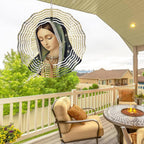 Virgin Mary Prayer Wind Spinner, Metal Wind Spinners Outdoor Indoor,Virgin Mary Hanging Garden Decor for Outside, Stainless Wind Spinners for Yard and Garden 10 inch 3D (25.76X25 CM)