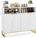 Giantex Buffet Cabinet with Storage, 40" Large Kitchen Sideboard with 4 Doors, 2 Compartments, Adjustable Shelves, Modern Accent Furniture for Living Room Entryway (White)