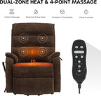 DYNOX Power Lift Recliner Chair for Elderly, Dual Motor Lay Flat Lift Chair with Heat & Massage, 350 LBS Capacity(9188,Chenille,Brown)