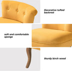 HULALA HOME Velvet Vanity Stool with Low Back, Mustard | Small Modern Vanity Chair with Solid Wood Legs for Women Girls, Bedroom, Dressing Table
