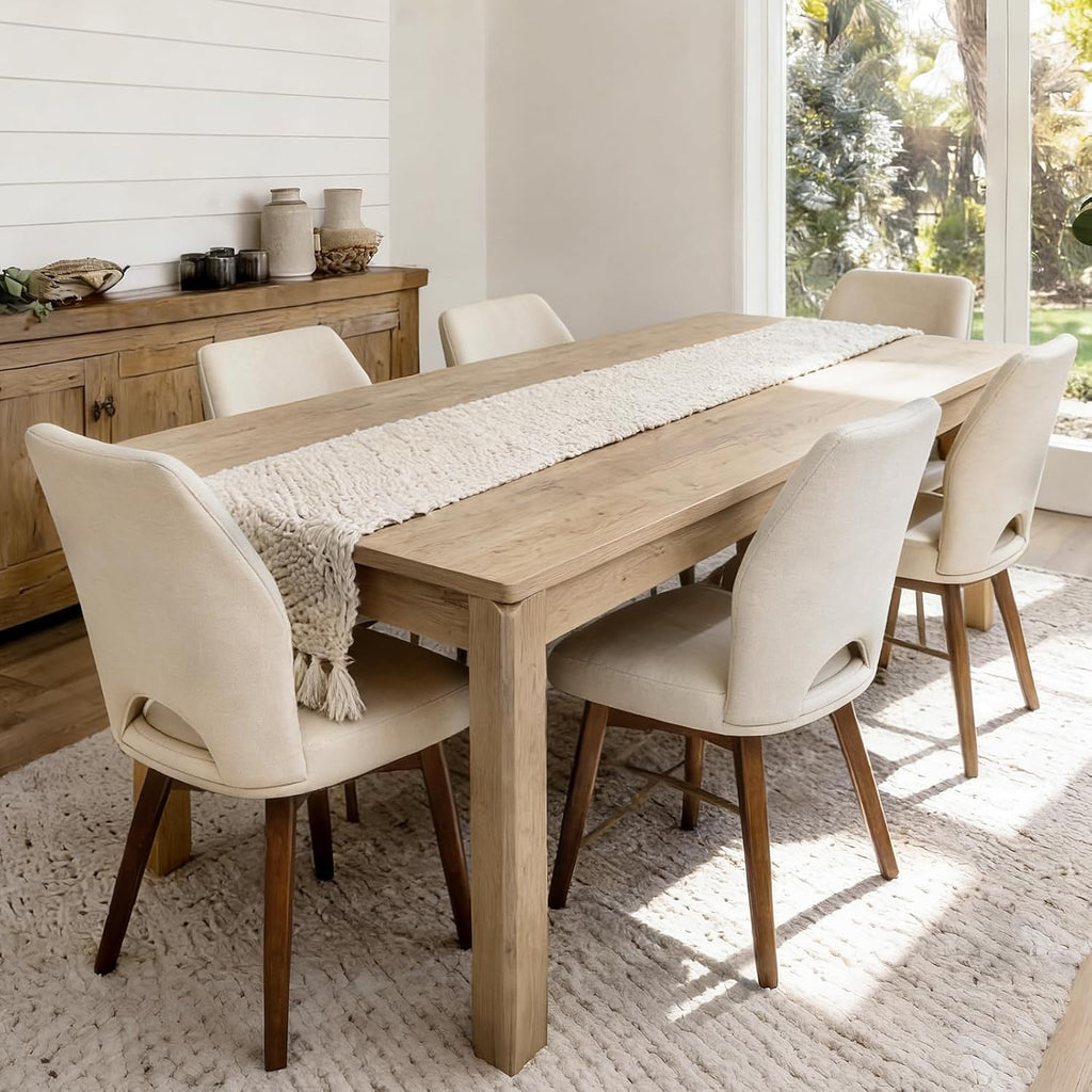 Farmhouse Dining Table for 6, Rectangle Dining Table, Kitchen Table Oak | Large Modern Wood Table for Home Office & Family Gathering - Sturdy Design