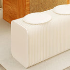 Foldable Paper Stool with 2 PU Cushion, 3.9ft Accordion Paper Stool Folding Craft Bench, One Seat Can Holds 220lbs, Shoe Change Stool for Home, Office, Exhibition, Shopping Mall