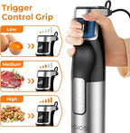 KOIOS Immersion Blender Handheld - Trigger Variable Speed 5-in-1 Immersion Hand Blender 1100W, Anti-Scratch Stainless Steel Shaft, Chopper & Milk Frother, Non-BPA for Soup, Baby Food and Smoothies