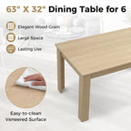 COSTWAY 63”Rectangular Dining Table for 4-6 People,Farmhouse Dinette with Large Computer Workstation, Modern Counter Height Kitchen Table for Small Place, Apartment Living Room Restaurant (Light Oak)