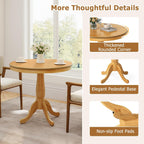 Giantex Round Dining Table for 2-4 People, 32" D X 30" H Wooden Kitchen Table with Spacious Tabletop, Pedestal Base, Leisure End Tables for Bar, Kitchen, Dining Room, Restaurant, Natural