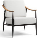 RNKSFX Modern Accent Chair for Living Room Bedroom Mid Century Arm Chair Upholstered Office Accent Chair Comfy Waiting Room Chair with Metal Frame, Cream White