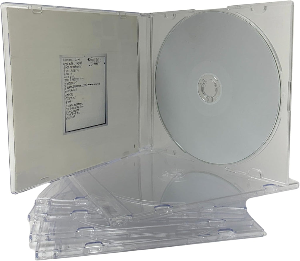 mediaxpo Premium Slim Clear Jewel Cases - Protect and Showcase Your CDs - Slim CD Case for Space-Saving Storage (Pack of 100)