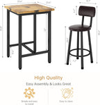 Recaceik 3 Piece Pub Dining Set, Modern bar Table and Stools for 2 Kitchen Counter Height Wood Top Bistro Easy Assemble for Breakfast Nook Living Room Small Space Restaurant, Rustic Brown 24”
