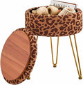 Ottomans Round Ottoman with Storage Footstools Vanity Chair | Coffee Table Ottoman for Living Room (Coffee Brown)