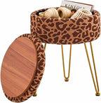 Ottomans Round Ottoman with Storage Footstools Vanity Chair | Coffee Table Ottoman for Living Room (Coffee Brown)
