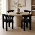 Black Sherpa Dining Chairs Set of 4, Armless Upholstered Boucle Kitchen Chairs with Backs Comfy Accent Side Chair for Living Room, Dining Room, Reception