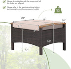 HAPPYGRILL Set of 2 Outdoor Patio Ottoman PE Rattan Wicker Ottomans with Removable Cushions and Solid Acacia Wood Handle Outdoor Footstool Footrest Set Seats and Side Table Set