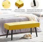 Upholstered Bench for Bedroom End of Bed, 40-inch Entryway Bench for Living Room, Dining Bench with Padded Seat and Metal Legs for Kitchen Bedroom,Indoor and Hallway (Yellow Velvet Bench)