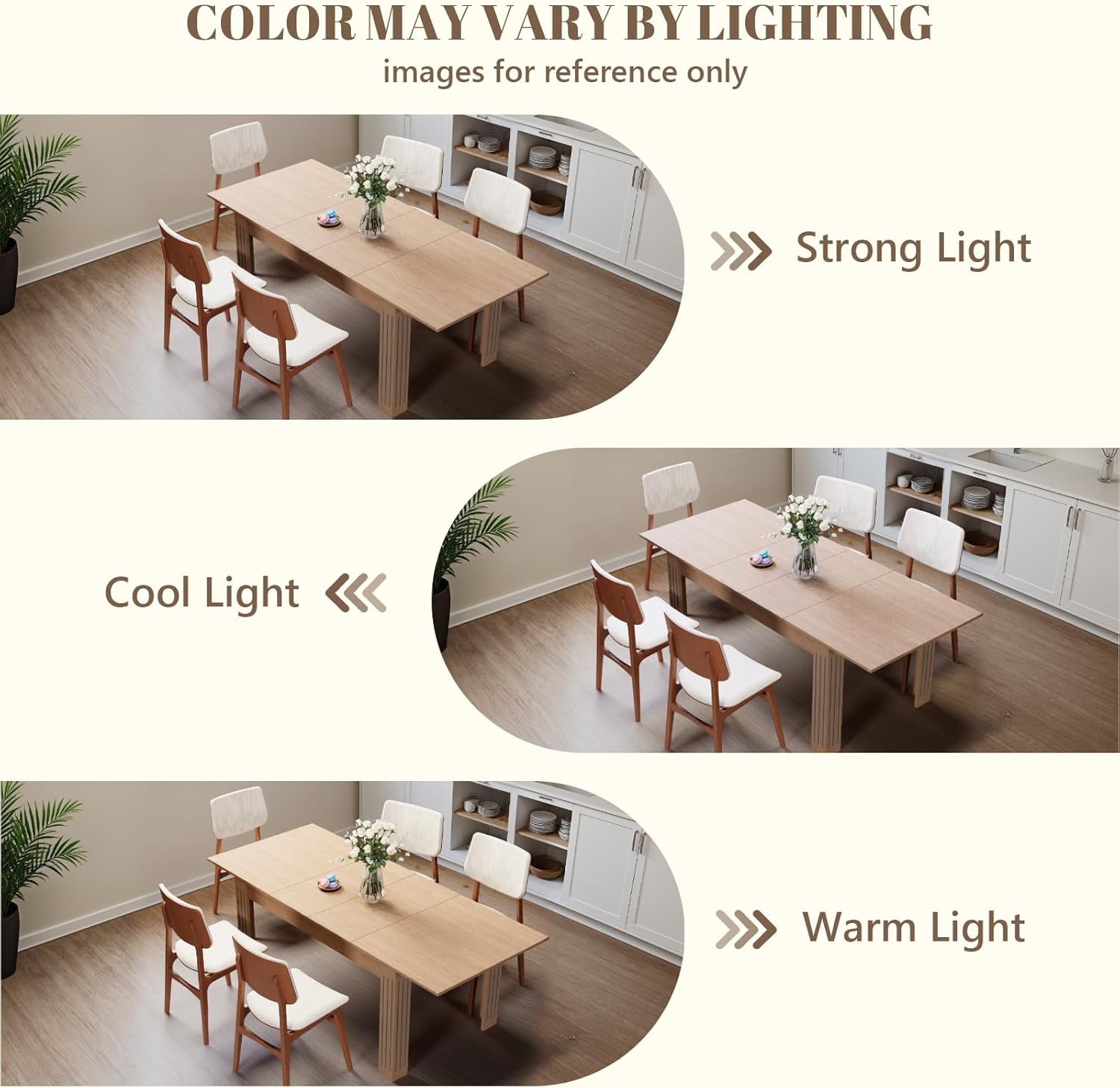 Expandable Dining Table for 4-10 People, 54 to 85 Inch Rectangular Kitchen Table with Self-Storing Leaf, Modern Engineered Wood Dining Table