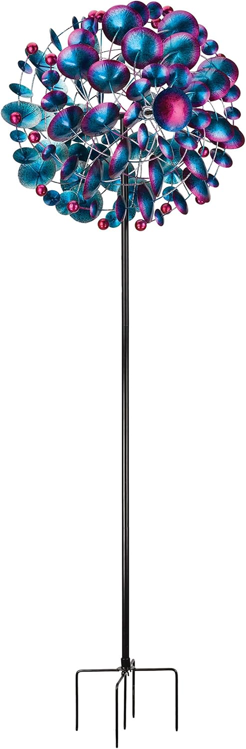 Regal Art & Gift Globe Wind Spinner – Metal Yard Decorations Outdoor | Kinetic Garden Spinner for Lawn, Pathway, or Flower Bed | Weather-Resistant Outdoor Sculpture - 32 Inch